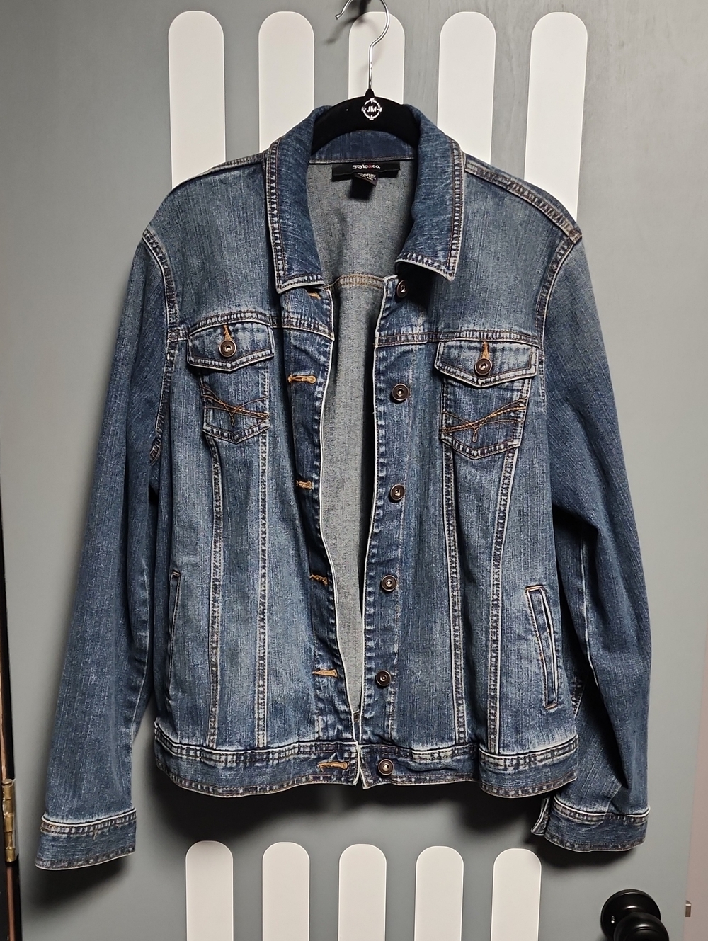Style & Co. Distressed Blue Denim Jacket